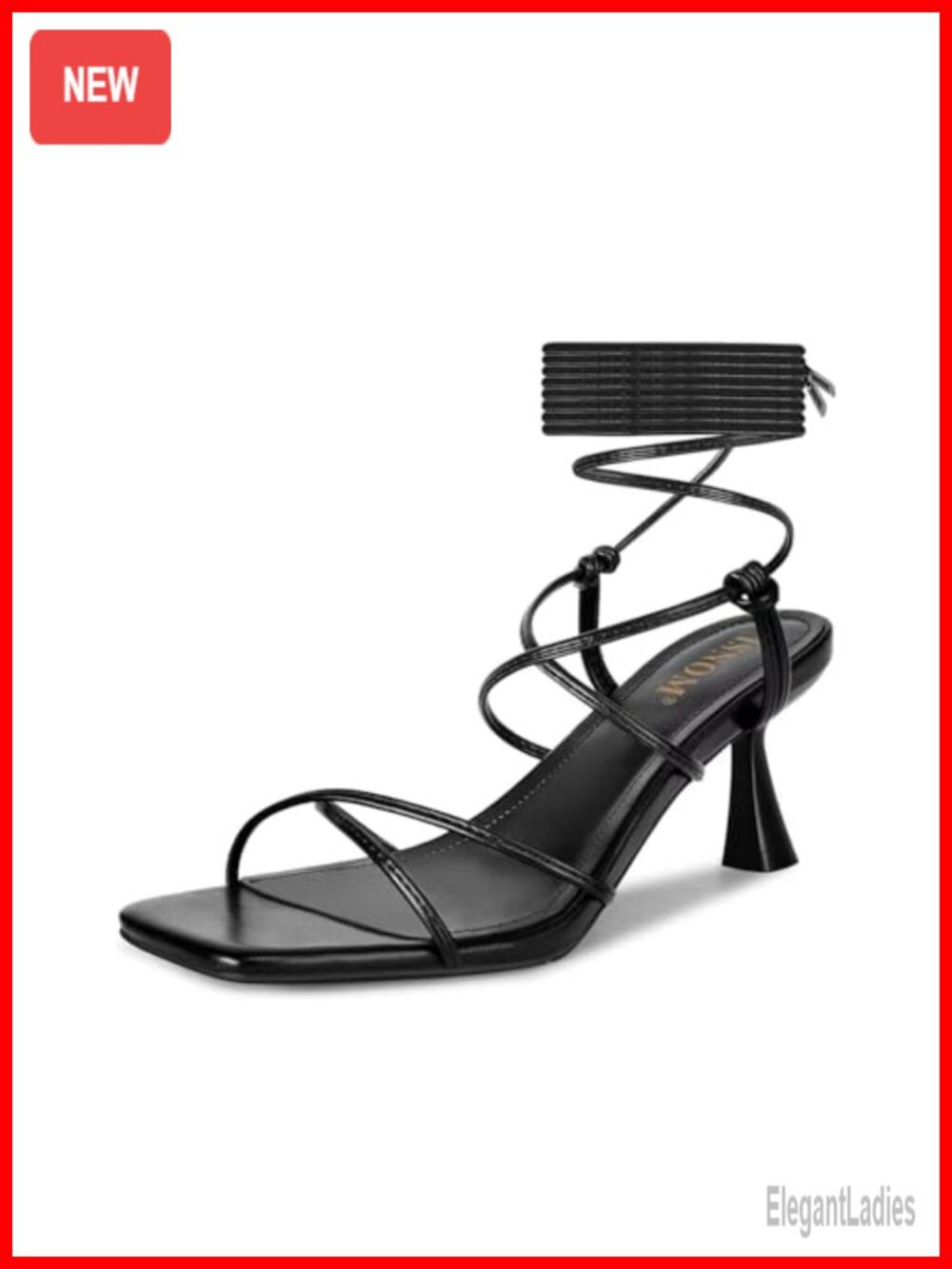 Strappy Kitten Heel Lace Up Square Toe Sandals
